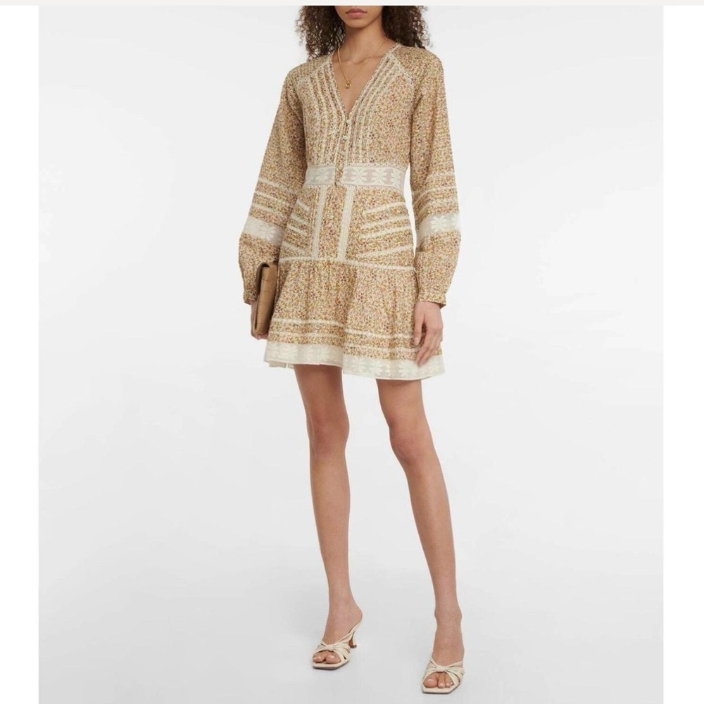 Veronica Beard Floral Lace Inset Button Front Mini Dress Size 4